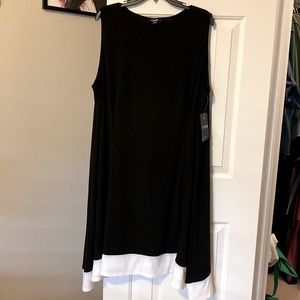 🌴 2 for $45 🌴 Chaps Sleeveless Black Dress - White Handkerchief Hem - 22W NWT